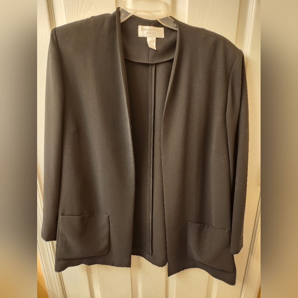 Jones New York Black Crepe Business Jacket Size 22